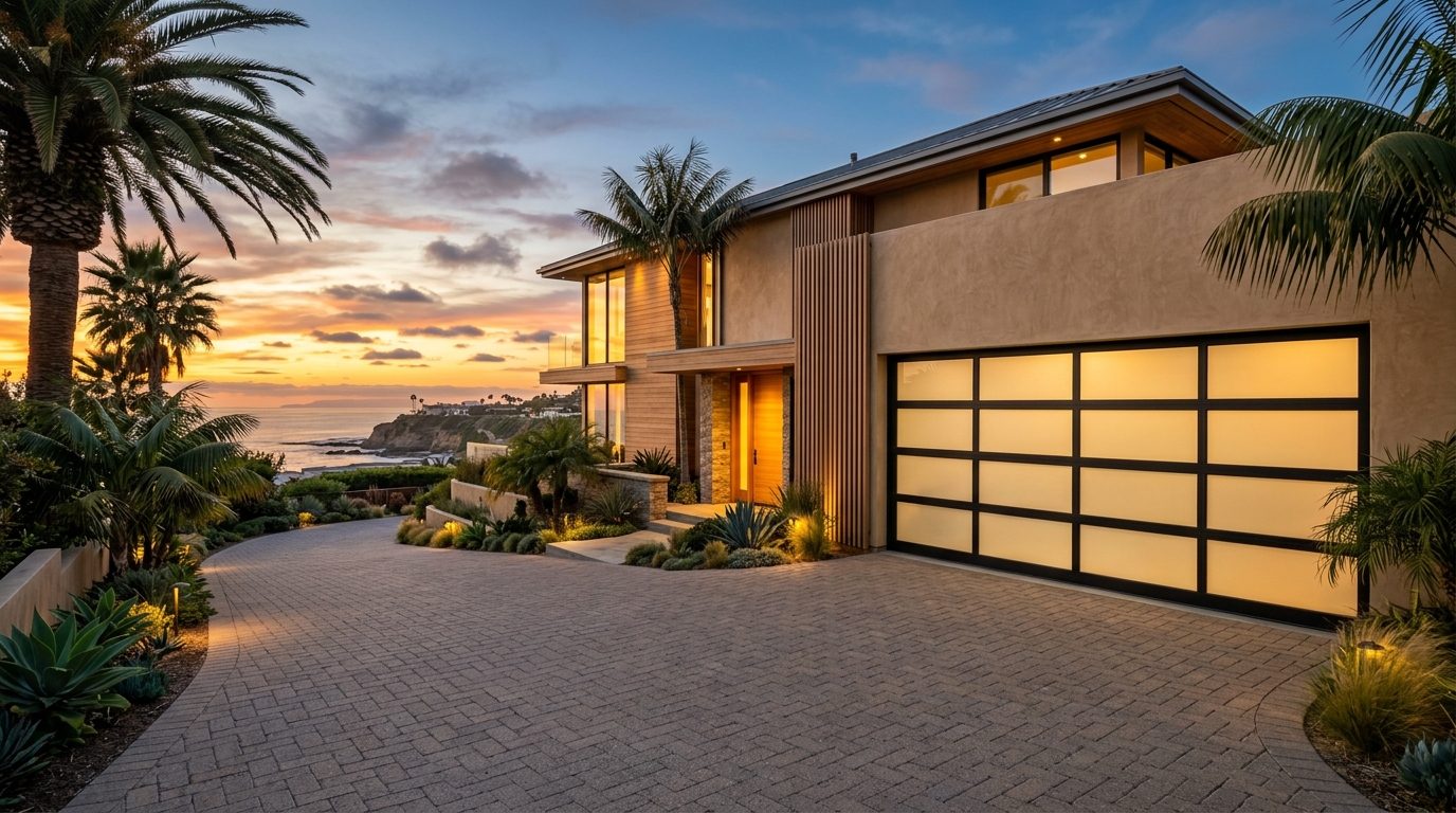 Grayson Garage Door Services Exterior Closed Garage Door at Twilight